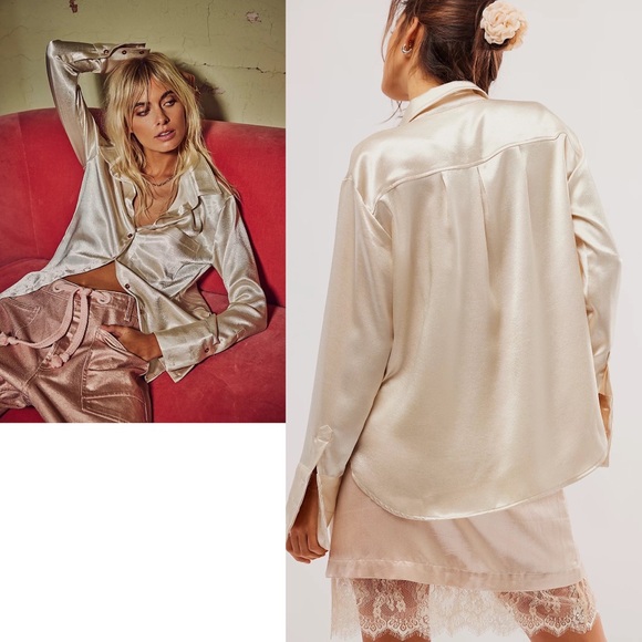 Free People Shooting for the Moon Button Down Shirt ✨ Heavenly Lavender Size M - Picture 5 of 13